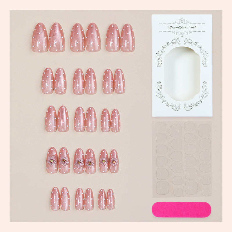 Premium Klebe-Press-On Nail Set mit Blumenmustern Karnz