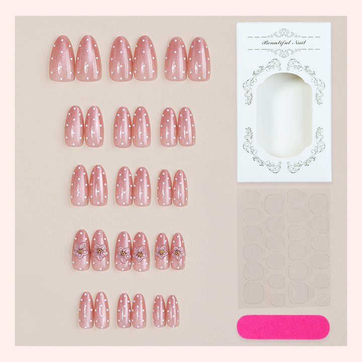 Premium Klebe-Press-On Nail Set mit Blumenmustern Karnz