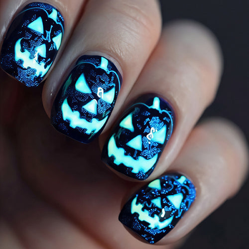 Halloween Leuchten-im-Dunkeln Press-On Nagelkunst Karnz
