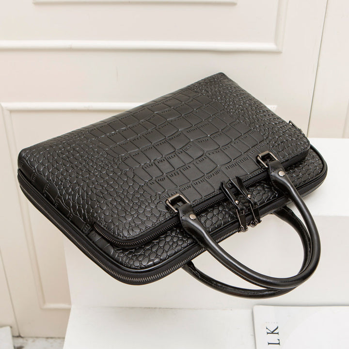 Elegante Laptop-Aktentasche Im Krokodil-Look Karnz