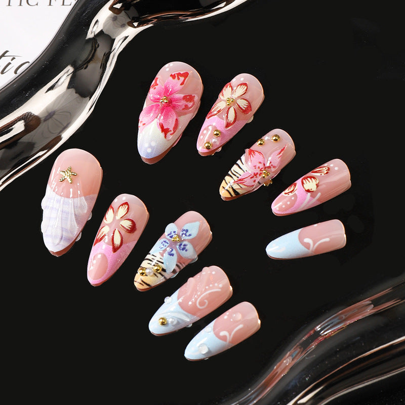 Künstlerisches Floral-Themen Fingernagel-Set Karnz