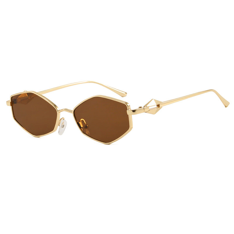 Damen geometrische Sonnenbrille mit schützendem UV-Filter und high-end Metallrahmen Karnz