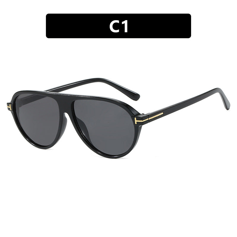 Damen trendige Oversized-Sonnenbrille mit elegantem Metallrahmen und UV-Schutz Karnz