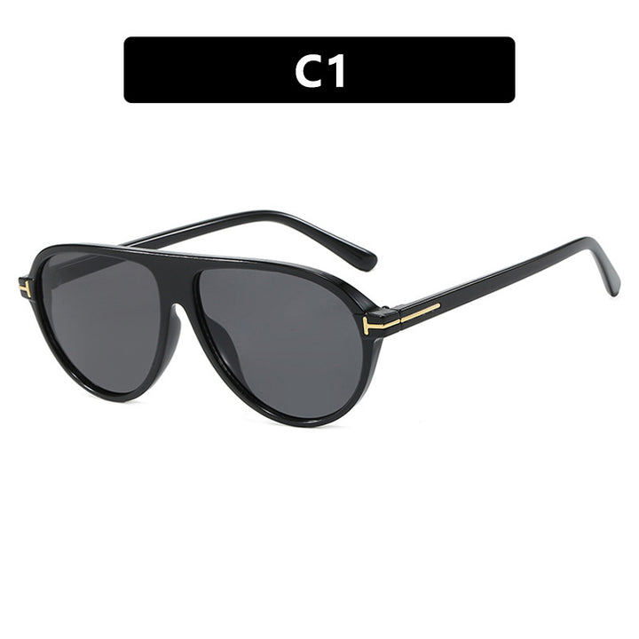 Damen trendige Oversized-Sonnenbrille mit elegantem Metallrahmen und UV-Schutz Karnz