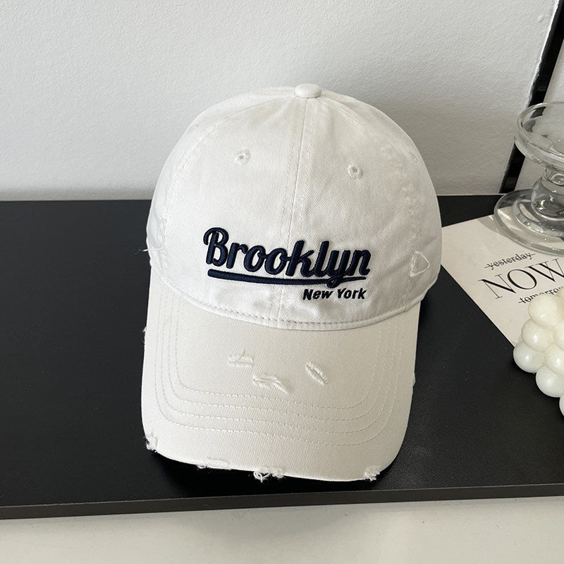 Distressed Baumwoll-Baseballmütze mit Brooklyn-Stickerei