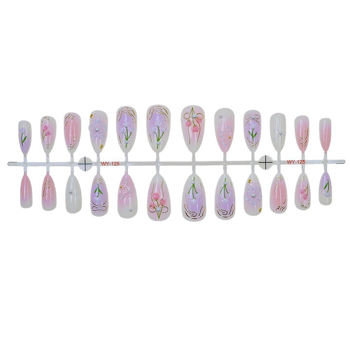 Elegantes Floral-Design Press-On Nagelset Karnz