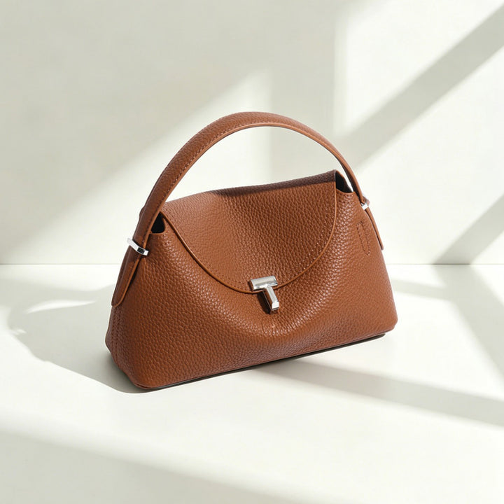 Gekurvte Umschlag-Top-Handle-Pebbled Satchel mit abnehmbarem Crossbody-Riemen