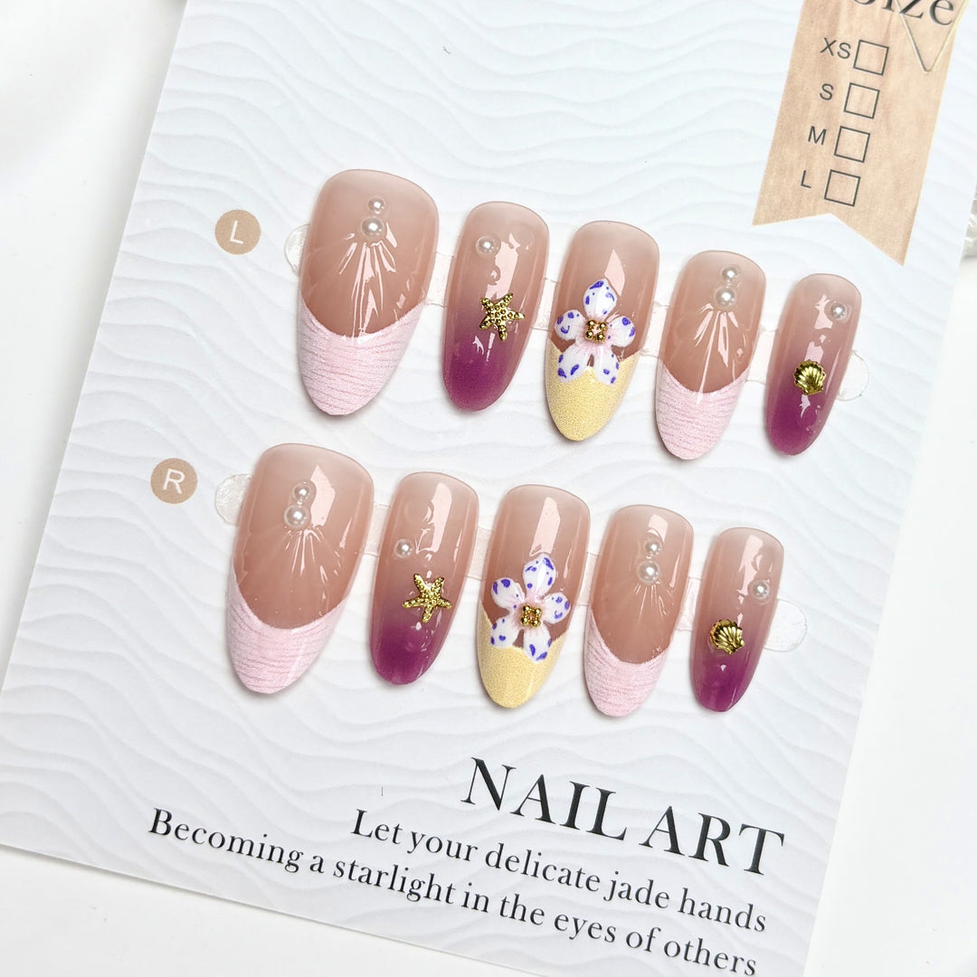 Elegantes Blumen Press-On Nail Design Set