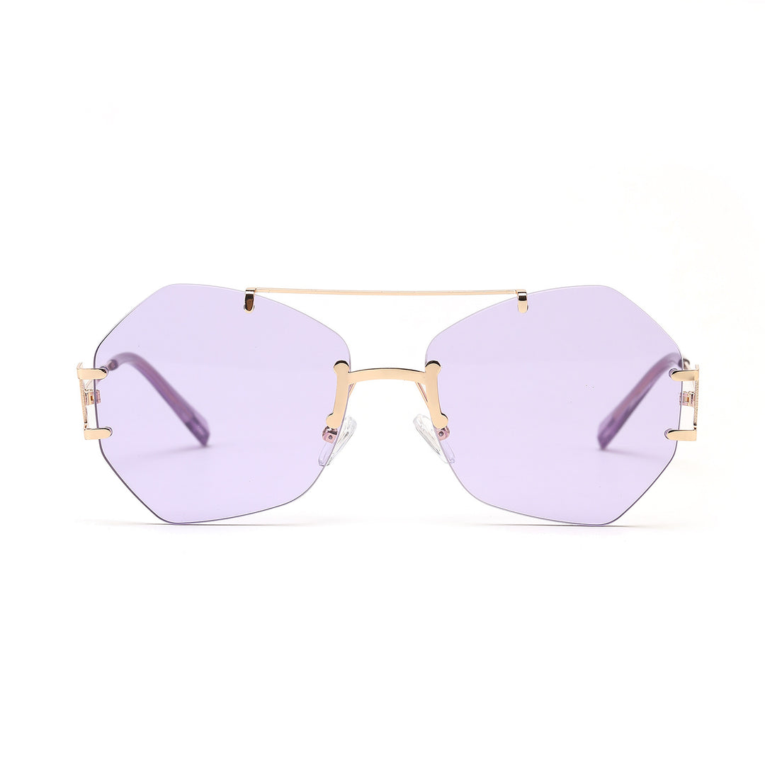 Damen modische achtkantige Sonnenbrille mit filigranem Metallrahmen Karnz