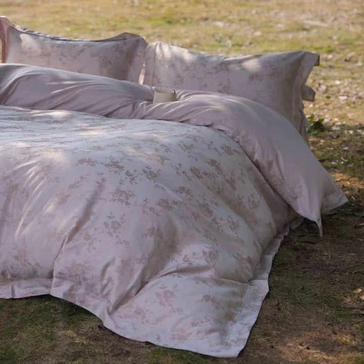 Wendbare Baumwollsatin Botanische Bettbezugset mit Kissenbezügen und verdecktem Verschluss
