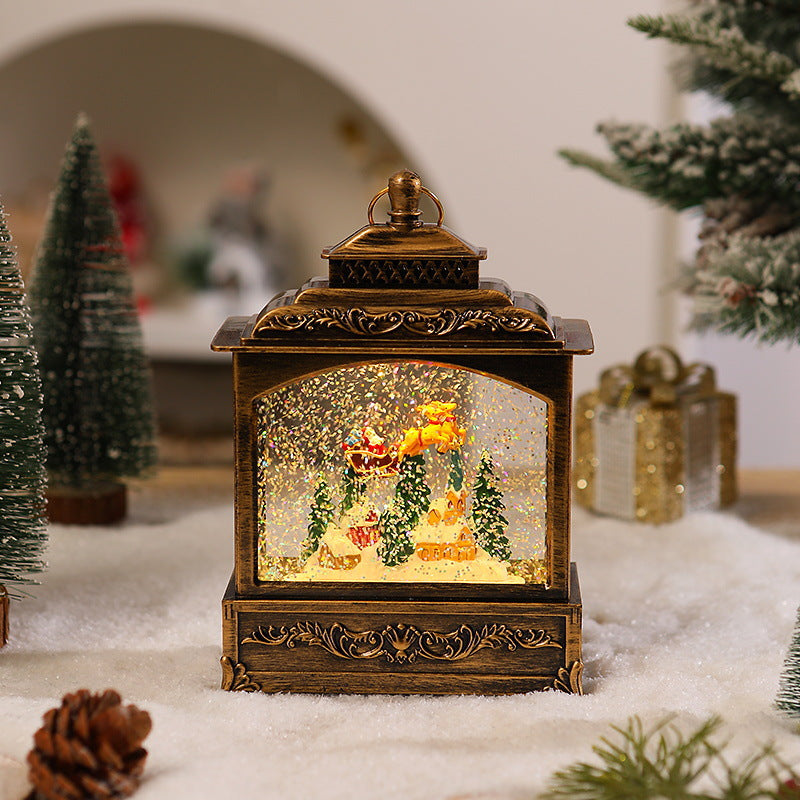 Nostalgische Weihnachtslaterne mit beweglicher Schneefallszene Karnz