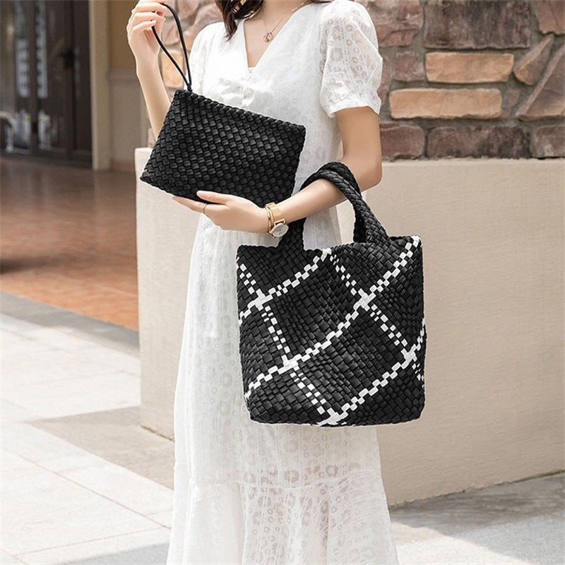 Geflochtene Handtasche mit Abnehmbarer Clutch Karnz