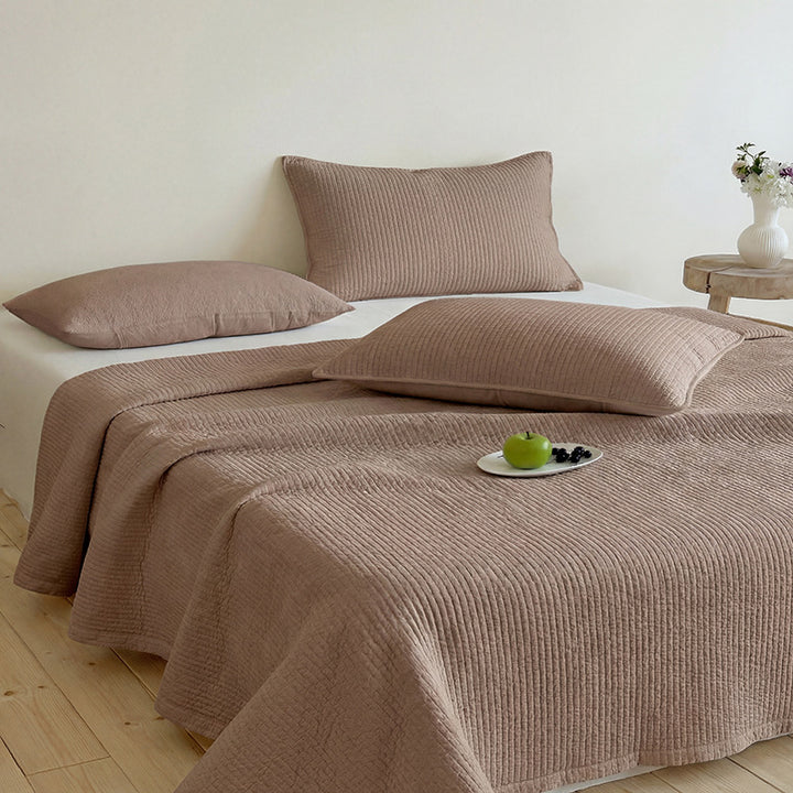 Leichte Waffelstruktur-Tagesdecke aus atmungsaktiver Baumwolle für Bett und Sofa