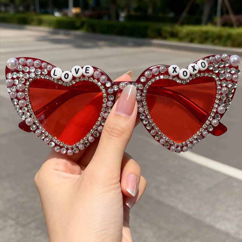 Glamouröse herzförmige Brautsonnenbrille Karnz