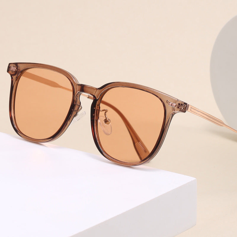 Damen klare rechteckige Brille mit filigranem Metallrahmen Karnz