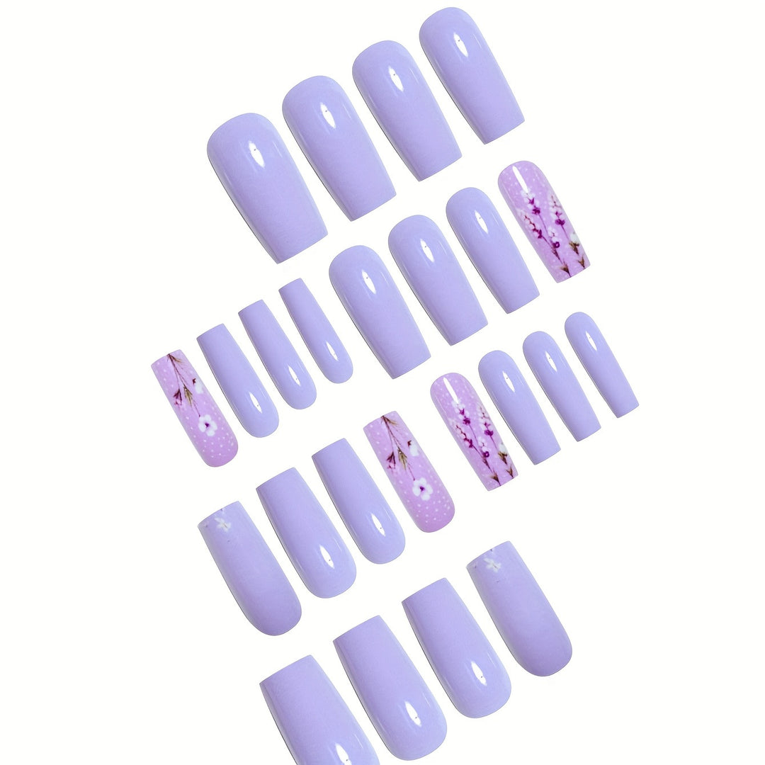 Künstlerisch gestaltetes florales Acryl-Nagel-Set Karnz