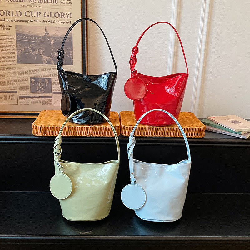 WoChic Patente Leder Eimer Tasche Karnz