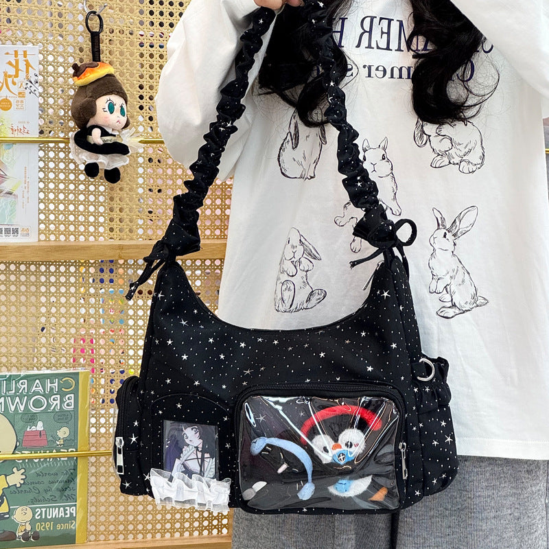 Star-Print Rüschenträger Schultertasche Karnz