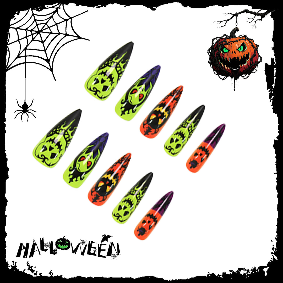 Halloween Kunstnagelset mit gruseligem Design und kreativen Motiven Karnz