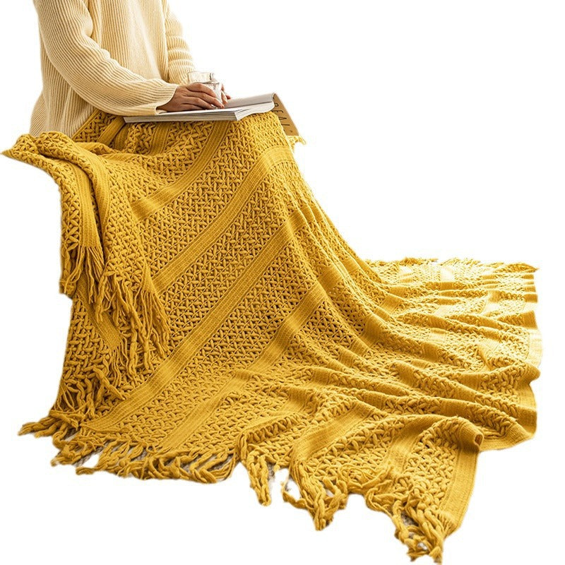 Gemütliche Strickwurfdecke