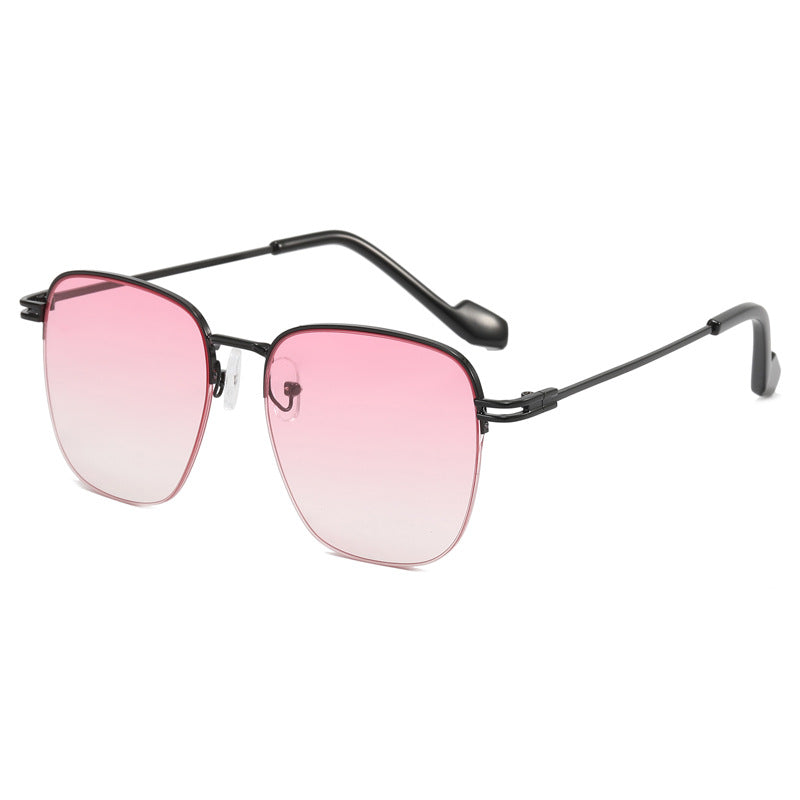Damen Designer-Brille mit quadratischem Rahmen und glänzender Metallstruktur Karnz