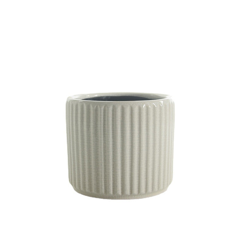 Eleganter Keramik Blumentopf mit Rillenstruktur Karnz