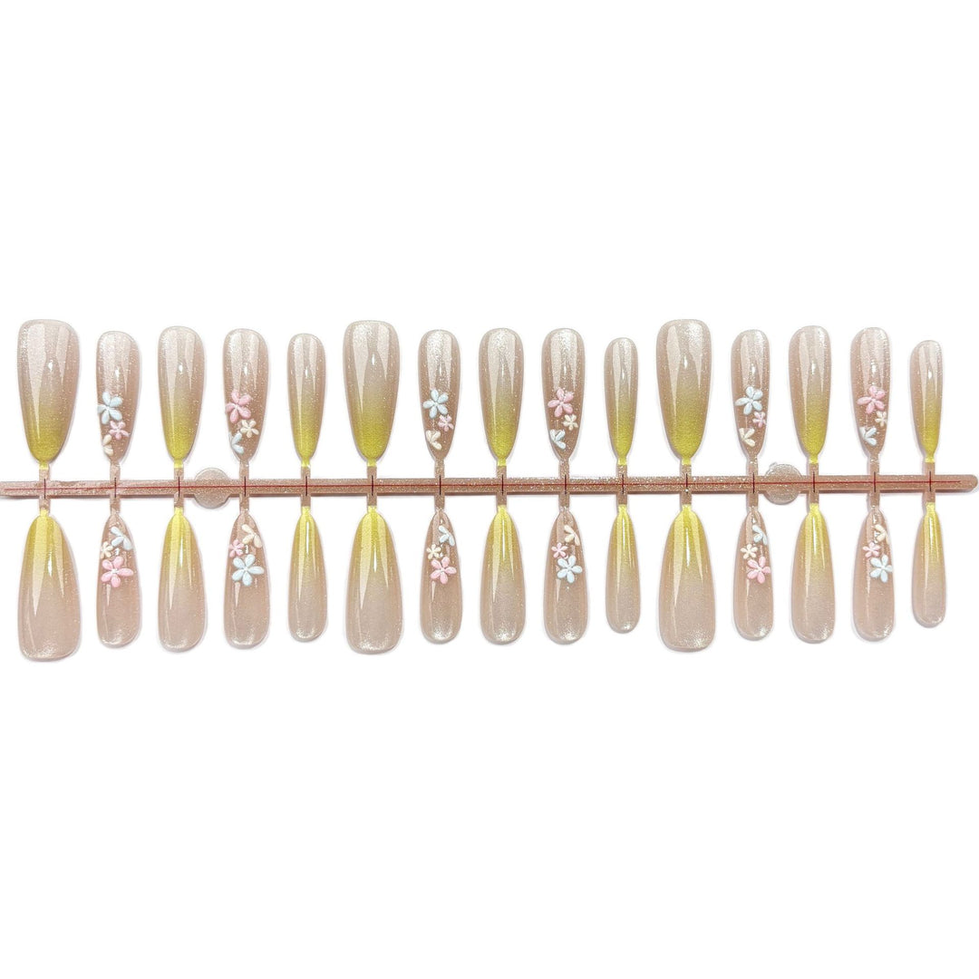 Glänzendes Blumen-Design Press-On Nagelset