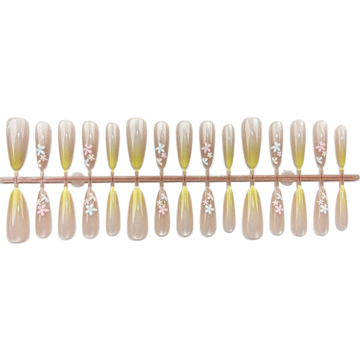 Glänzendes Blumen-Design Press-On Nagelset