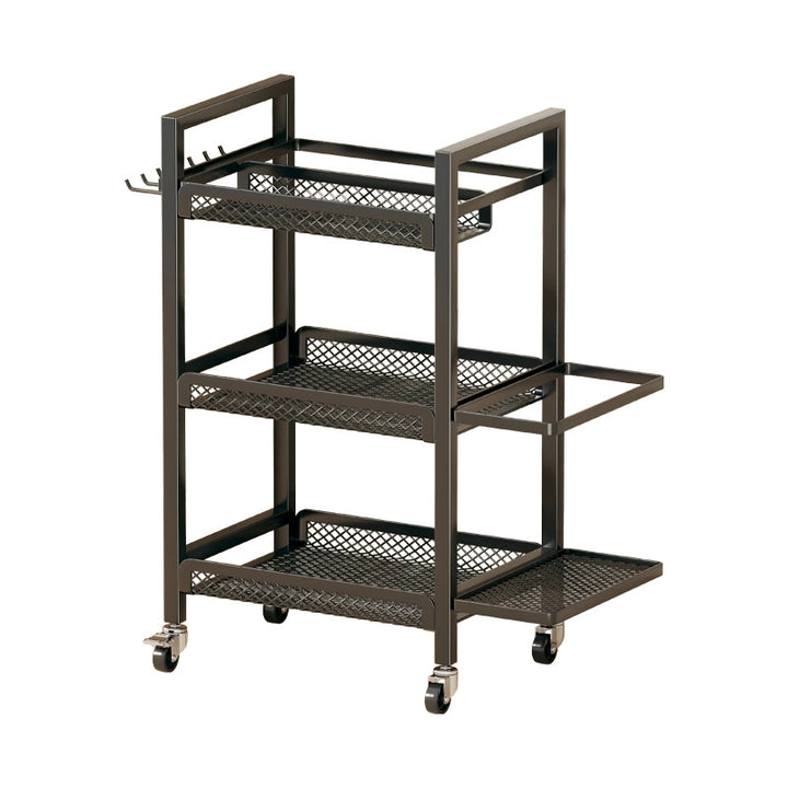 Rolling Drei-Ebenen Metallnetz Fitness Zubehör Organizer Wagen mit verriegelbaren Drehrollen