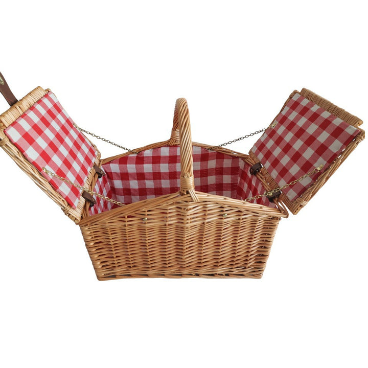 Damen Picknickkorb mit dekorativem Gittermuster und praktischem Klappdeckel Karnz