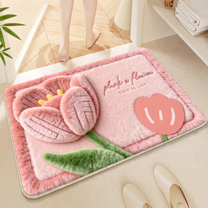 Florale gestickte Badmatte