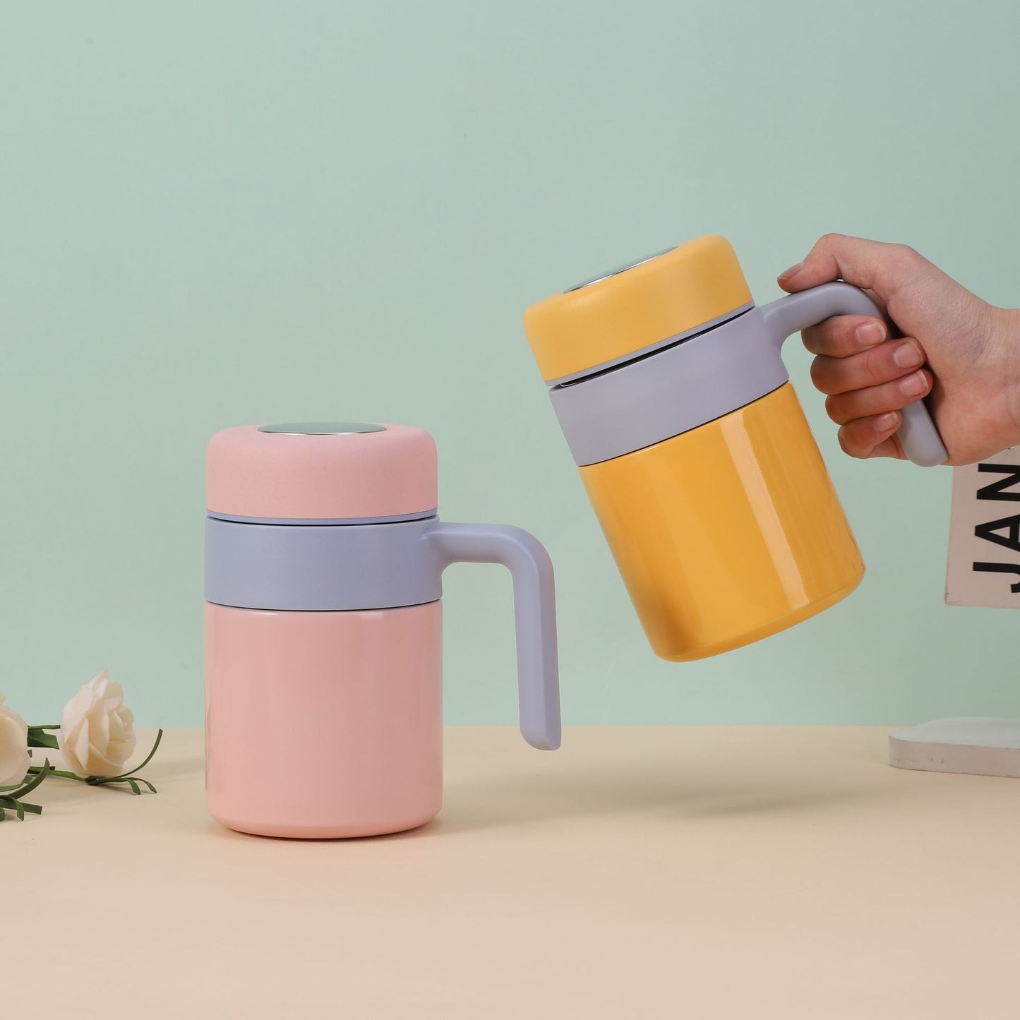 Damen Isolierbecher mit ergonomischem Griff und auslaufsicherem Deckel Karnz