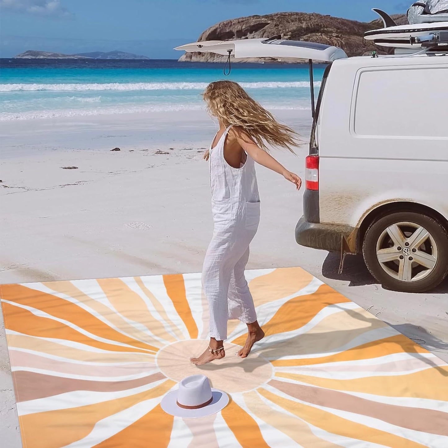 Damen stylische Stranddecke mit UV-Schutz Karnz