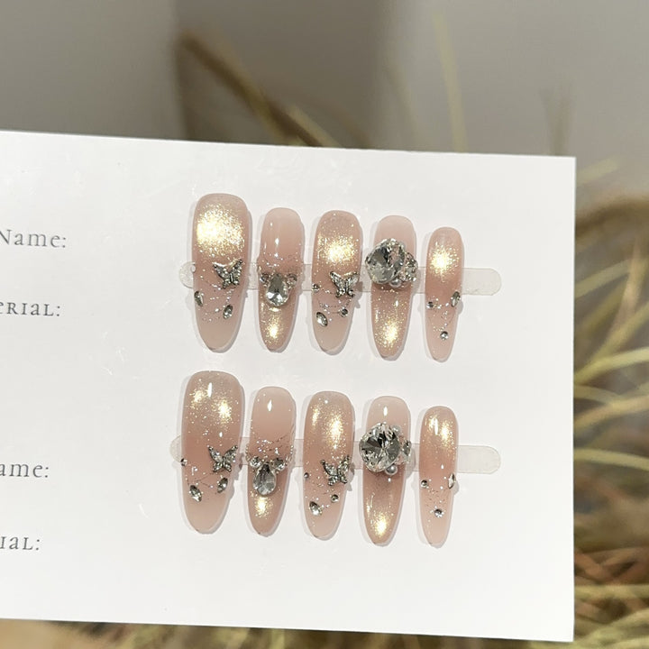 Glamouröse mit Strass verzierte Press-On-Nagel-Set