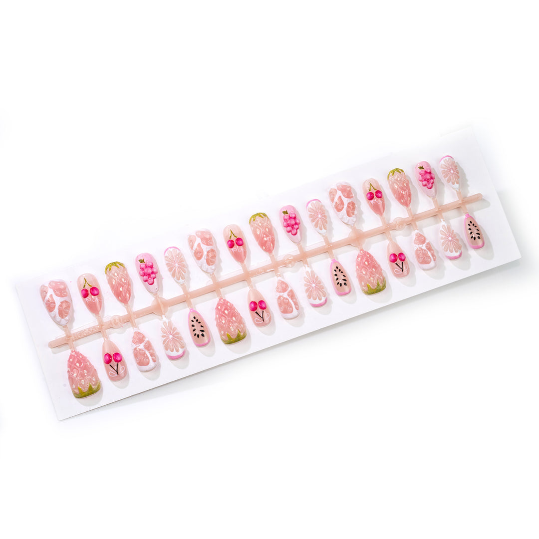 Künstlerisches, von Früchten inspiriertes Press-On-Nagelset Karnz