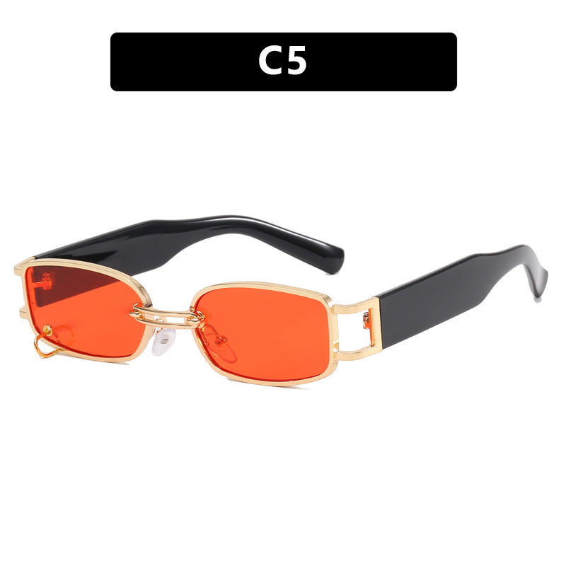 Damen modische Sonnenbrille mit innovativem rechteckigem Design und elegante Metallakzenten Karnz