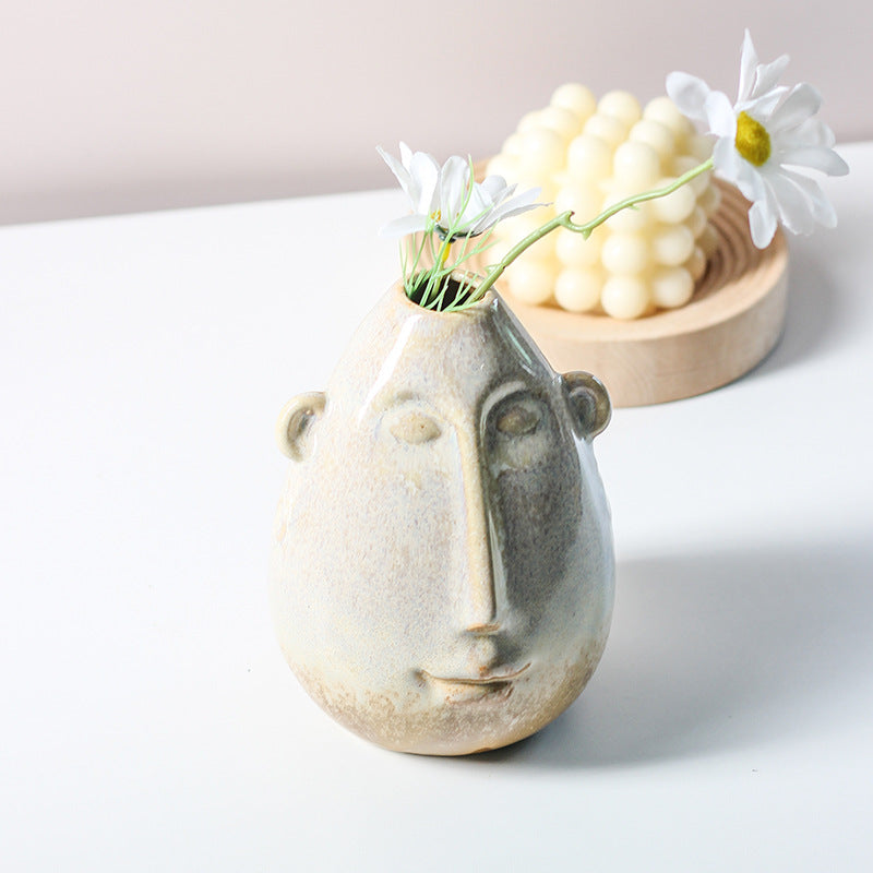 Künstlerische Gesichtsformige Keramikvase