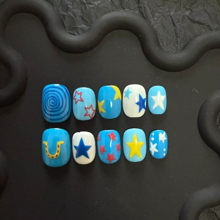 Künstlerisches katzenmotiviertes Press-On-Nagelkunstset Karnz