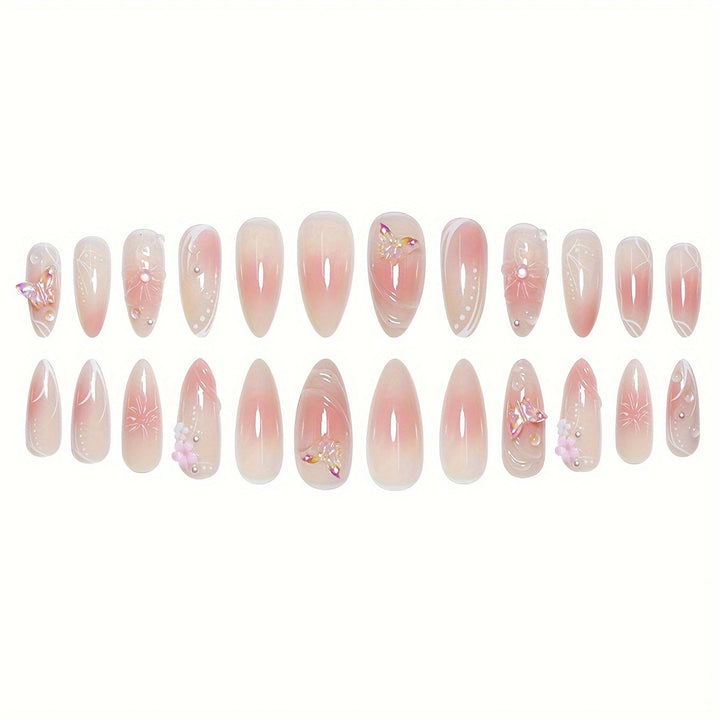 Künstlerisch Infundierte Florale Press-On Nagelset Karnz