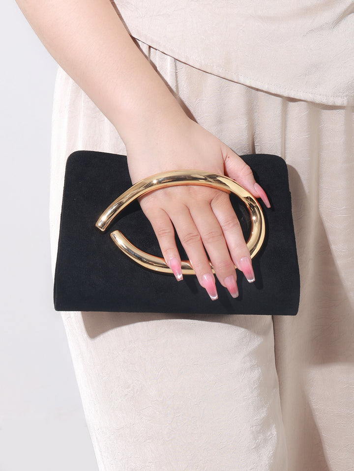 Wildleder Abend Clutch mit goldener Handhabung