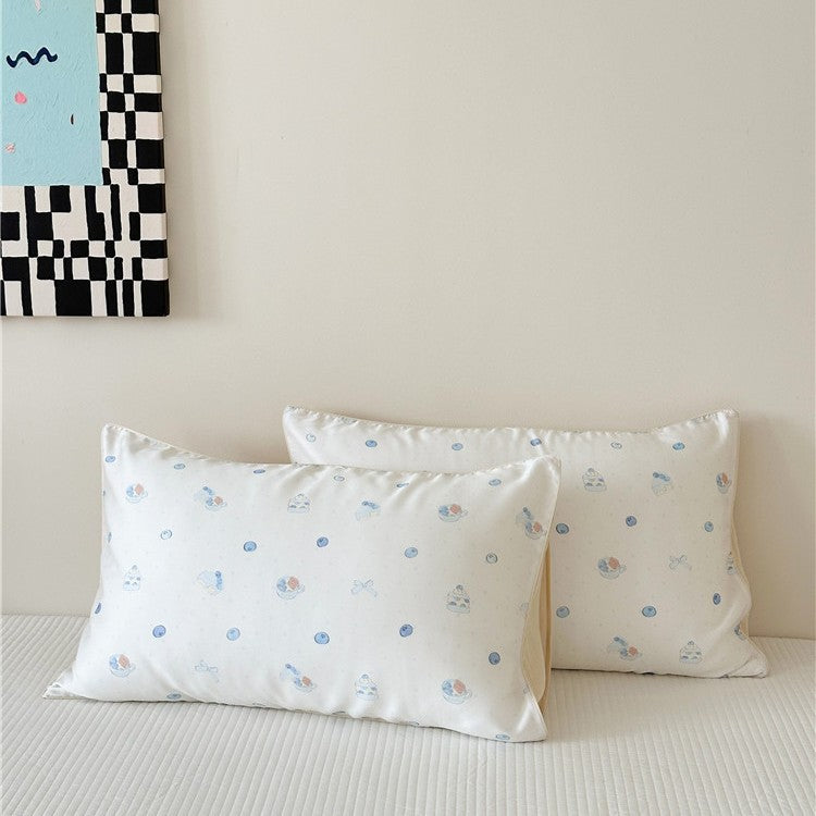 Kinder-Kissenbezug-Set aus Baumwollsatin mit Panda-Print und kariertem Design Karnz