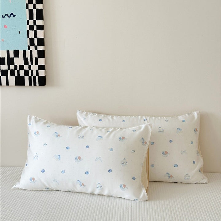 Kinder-Kissenbezug-Set aus Baumwollsatin mit Panda-Print und kariertem Design Karnz