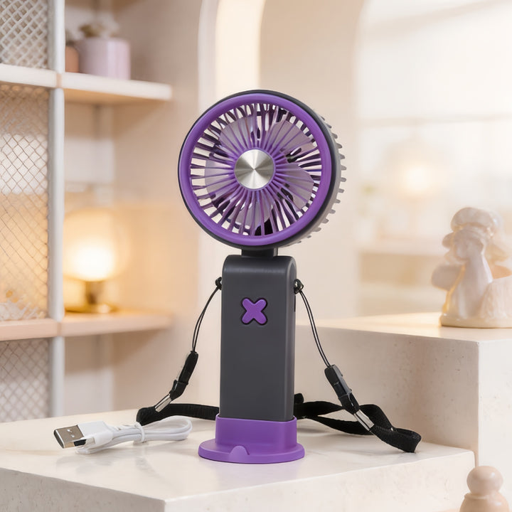 Unisex Tragbarer Handventilator mit flexiblem Hals und USB-Ladefunktion Karnz