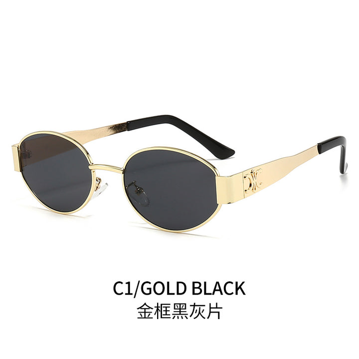 Damen Designer-Sonnenbrille mit elegantem ovalem Rahmen und einzigartigen Akzenten Karnz