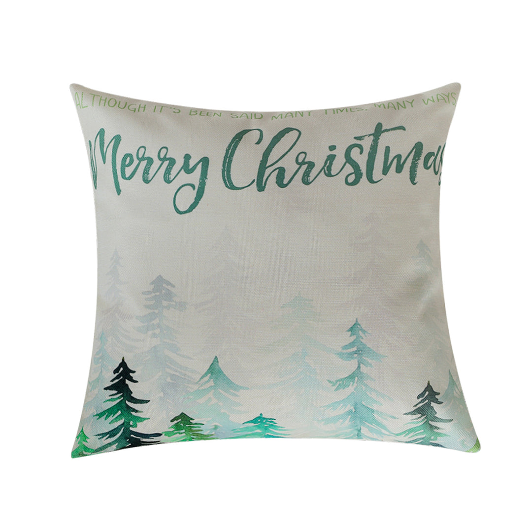 Quadratischer Weihnachts-Kissenbezug mit Rudolph-Druck und Baumwoll-Leinen-Optik Karnz