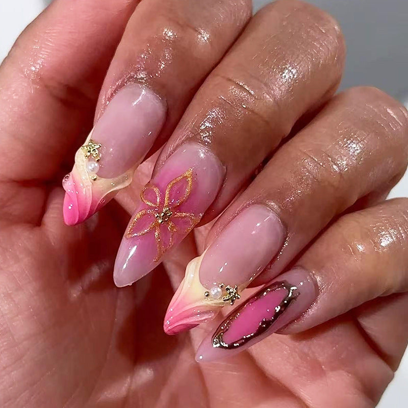 Elegante abstrakte Press-On-Nagelset Karnz