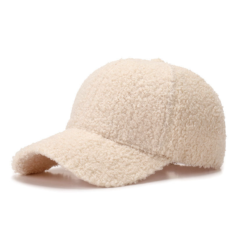Sherpa Teddy Faux-Shearling Baseballmütze mit geschwungenem Schirm und verstellbarem Rückengurt Karnz