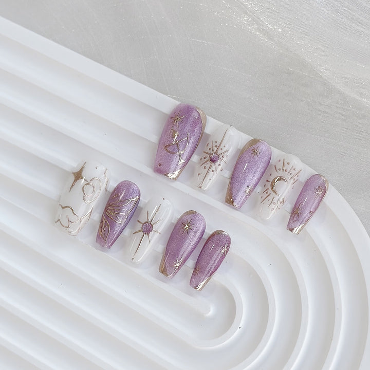 Himmels-inspirierte Press-On Nagelkunst Set