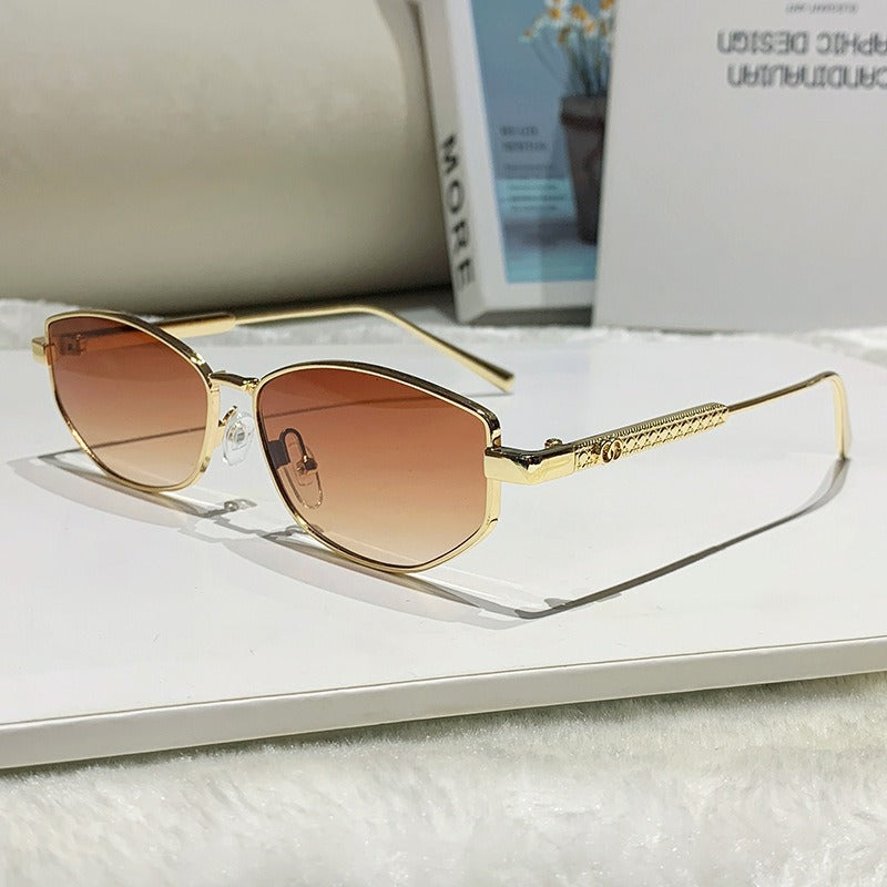 Damen elegante Sonnenbrille mit funkelndem Metallrahmen Karnz