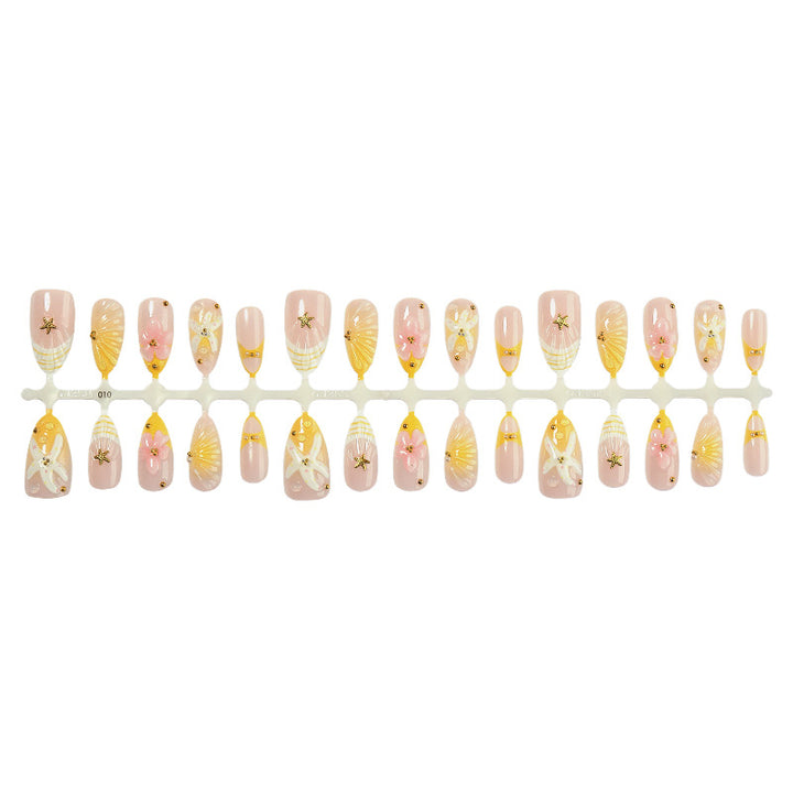 Künstlerisches Press-on-Nagelset mit floralen und dekorativen Designs Karnz